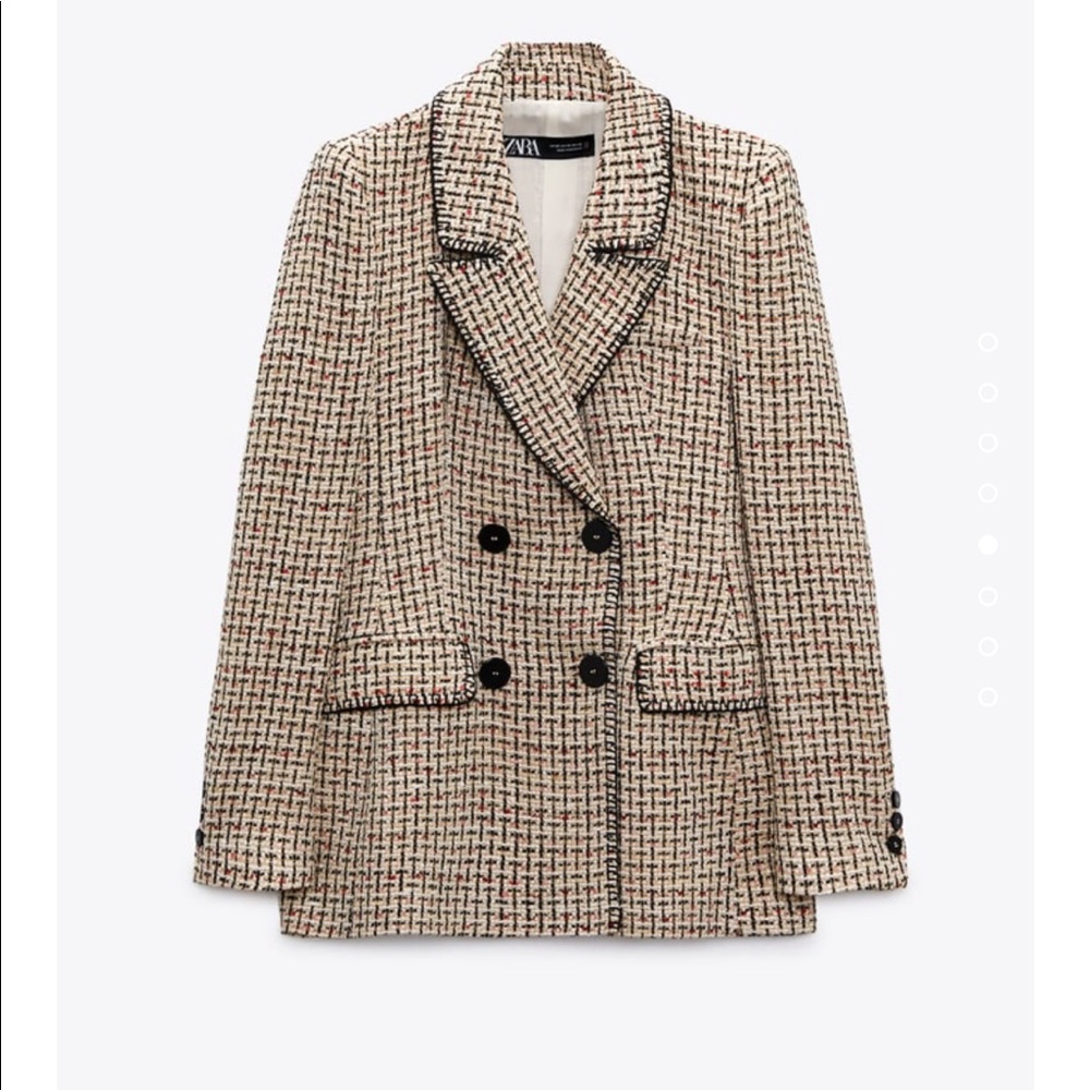 Double breasted textured weave jacket